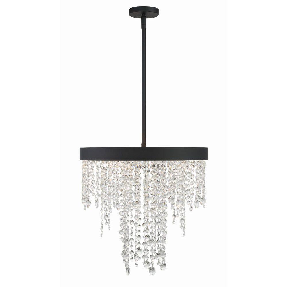 Mini Black Forged 5-Light Chandelier with Hand Cut Crystal