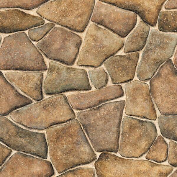 The Wallpaper Company 56 sq. ft. Brown Faux Stone Wallpaper