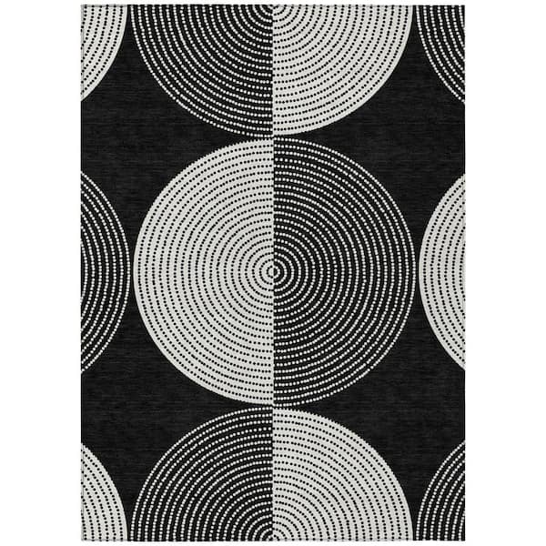Chantille Machine Washable Indoor/Outdoor Abstract ACN2275 Black 2 ft. 6 in. x 3 ft. 10 in. Area Rug