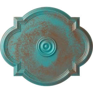 1-1/8 in. x 24 in. x 20-1/2 in. Polyurethane Waltz Ceiling Medallion, Copper Green Patina