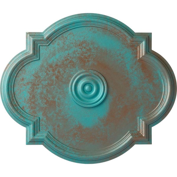 Ekena Millwork 1-1/8 in. x 24 in. x 20-1/2 in. Polyurethane Waltz Ceiling Medallion, Copper Green Patina
