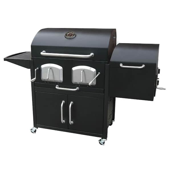 LANDMANN Bravo Premium Charcoal Grill in Black with Offset Smoker Box