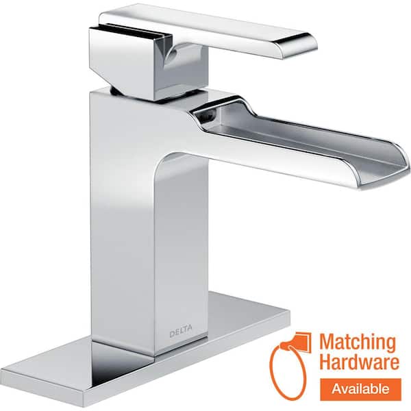 Delta Ara Single Hole Single-Handle Open Channel Spout Bathroom Faucet with Metal Drain Assembly in Chrome