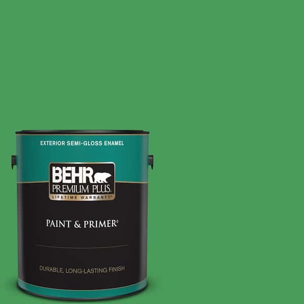 BEHR PREMIUM PLUS 1 gal. #P400-6 Clover Patch Semi-Gloss Enamel Exterior Paint & Primer