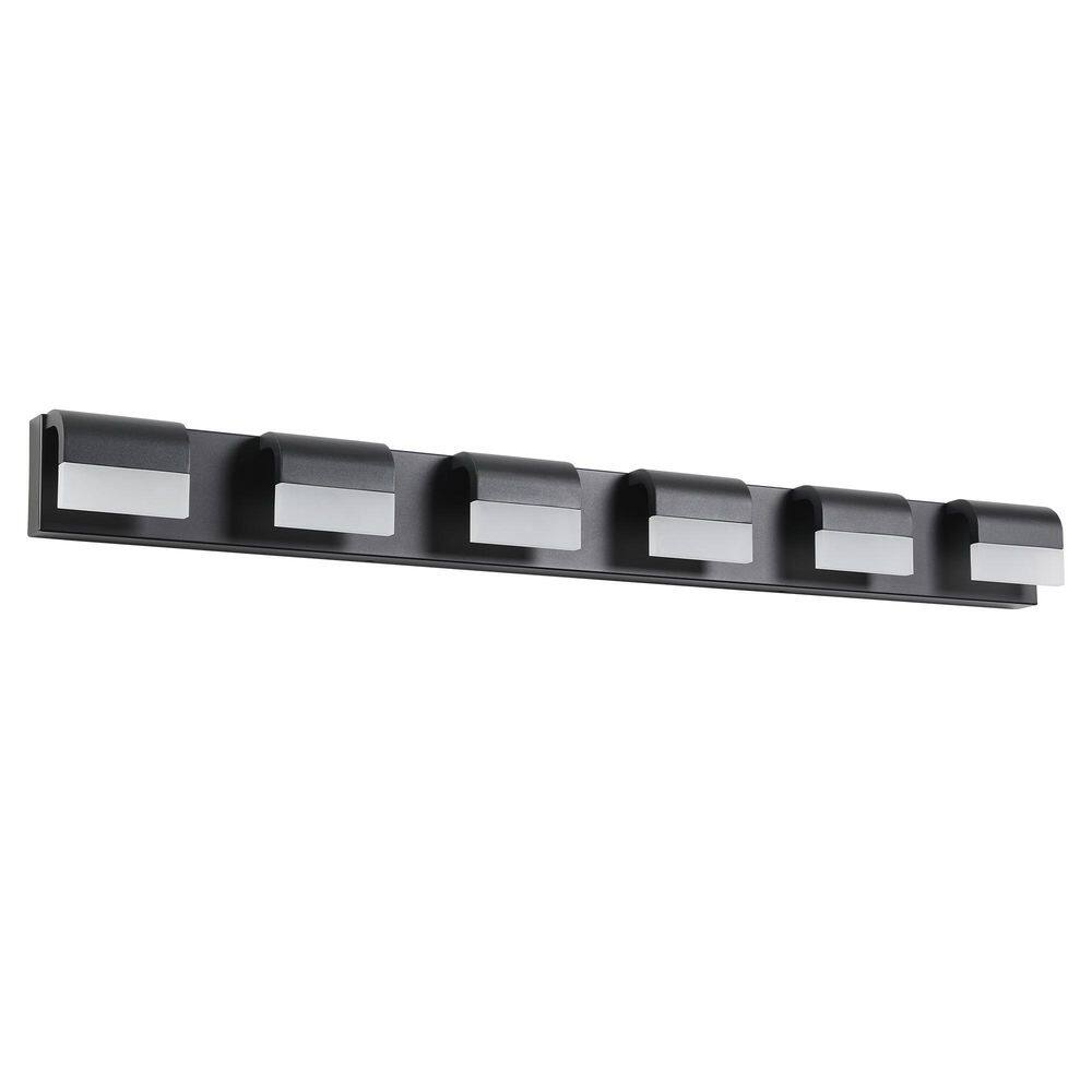 46.5 in. 6-Light Black LED Vanity Light Bathroom Wall Light Fixtures Over Mirror with Glossy Acrylic Shade price history on PriceWatchPro