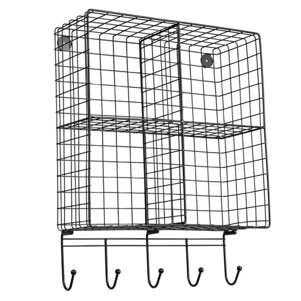 HoneyCanDo 6 in. x 17 in. x 22 in. Black Steel Floating QuadCube