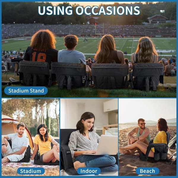 21 in. Wide Heated Massage Stadium Seats 2-Pack Bleacher Seat with Back and Arm Support Stadium Seating Bleacher Seats