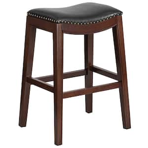 30 in. Black and Cappuccino Cushioned Bar Stool