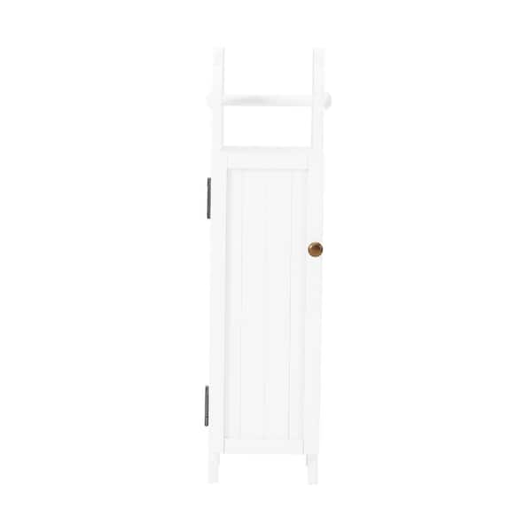 Dover 7 in. W x 7 in. D x 28 in. H Free-Standing Linen Cabinet with Toilet Paper Dispenser in White