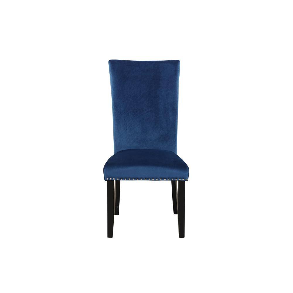 Huluwat Blue Velvet Upholstered Dining Chairs with Rubber Wood Legs