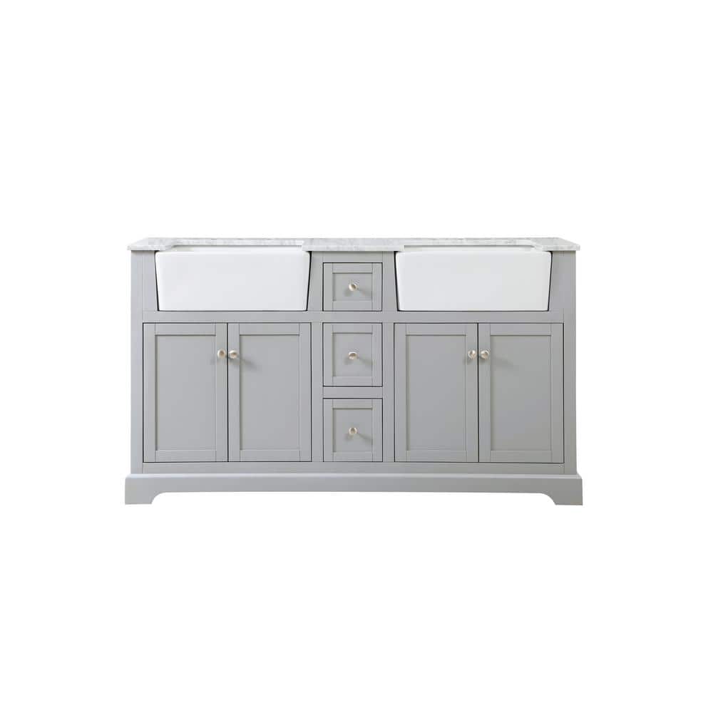 Timeless Home 60 in. W x 22 in. D x 34.75 in. H Double Bathroom Vanity Side