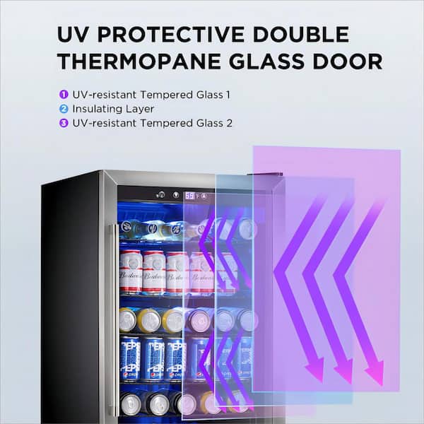 20.28 in. Single Zone 37-Wine Bottles and 120-Cans Beverage and Wine Cooler in Black