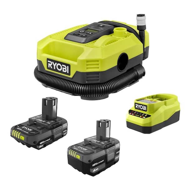 ONE+ 18V Lithium-Ion Starter Kit with 2.0 Ah Battery, 4.0 Ah Battery, Charger and ONE+ 18V Cordless Inflator
