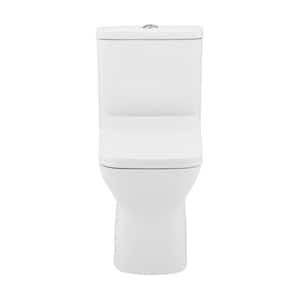 Carre 10 in. 1-piece 1.1/1.6 GPF Dual Flush Square Toilet in Glossy White, Seat Included