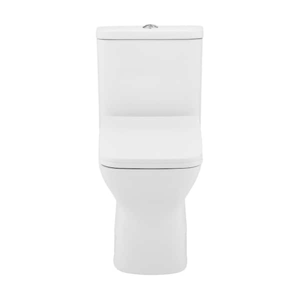 Swiss Madison Carre 10 in. 1-piece 1.1/1.6 GPF Dual Flush Square Toilet in Glossy White, Seat Included