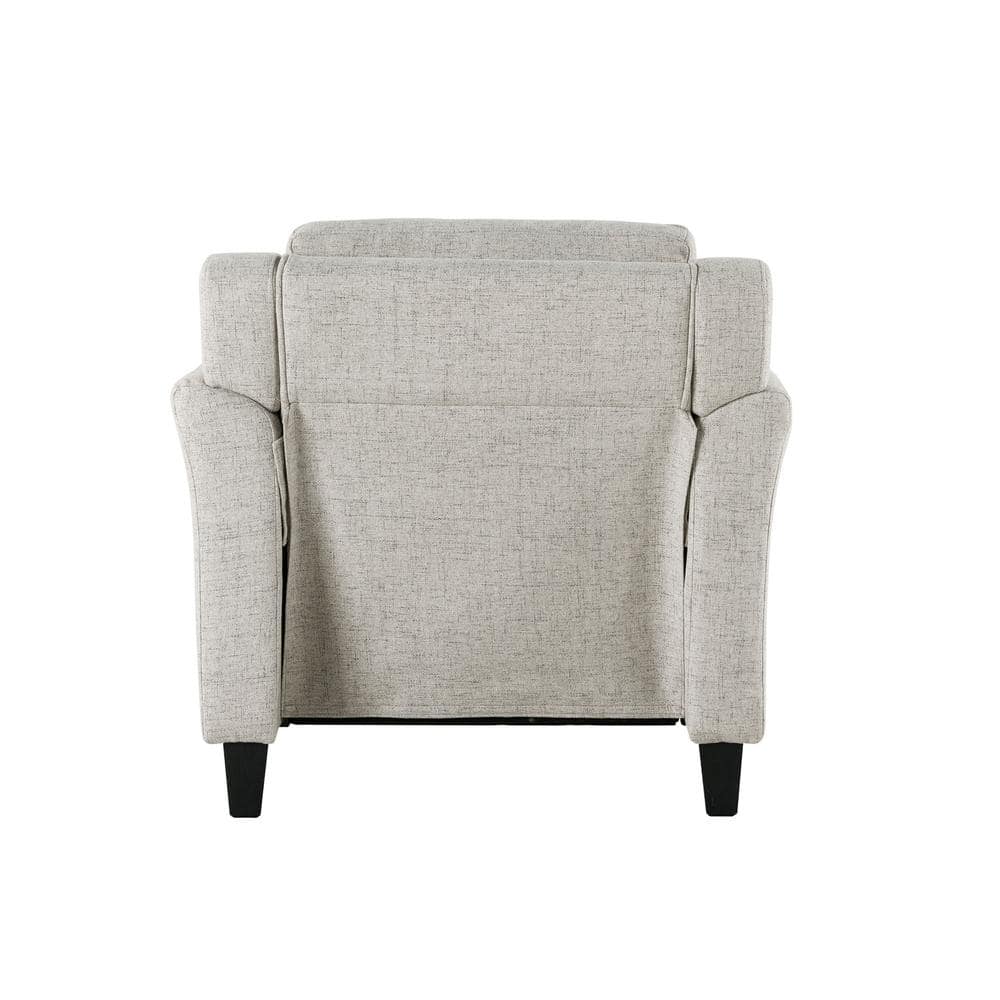 Beige Microfiber Accent Chair with Wooden Frame