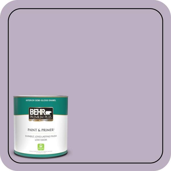 BEHR PREMIUM PLUS 1 qt. #S100-3 Courtly Purple Semi-Gloss Enamel Low Odor Interior Paint & Primer