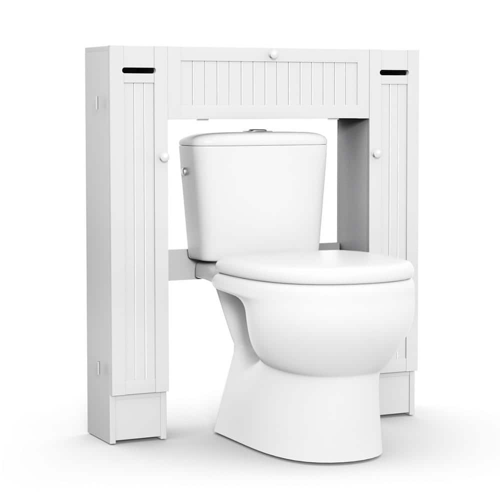White MDF Over-the-Toilet Storage Cabinet with Adjustable Shelves
