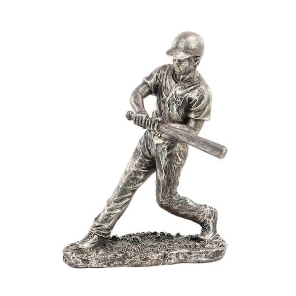 Litton Lane Silver Polystone Baseball Player Sculpture