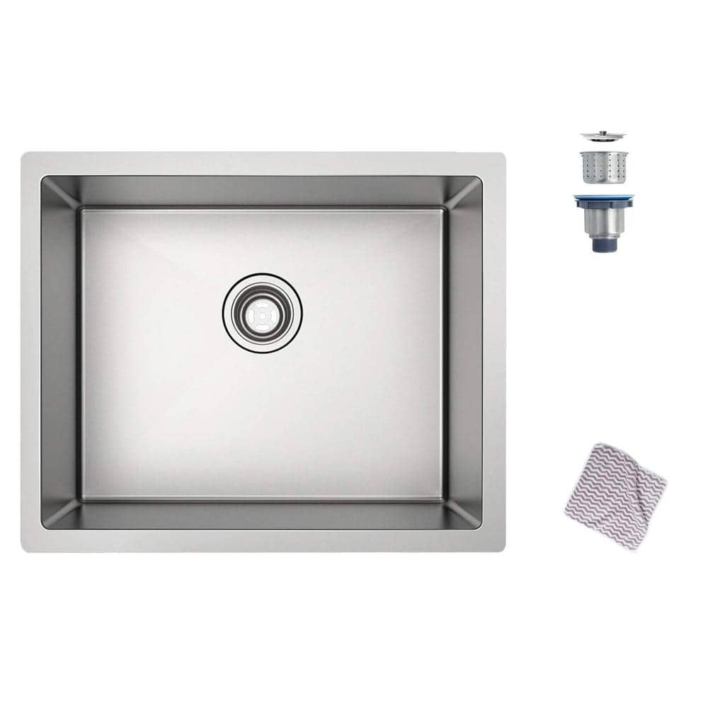 Brushed Nickel Stainless Steel 22 in. x 18 in. Single Bowl Undermount Kitch