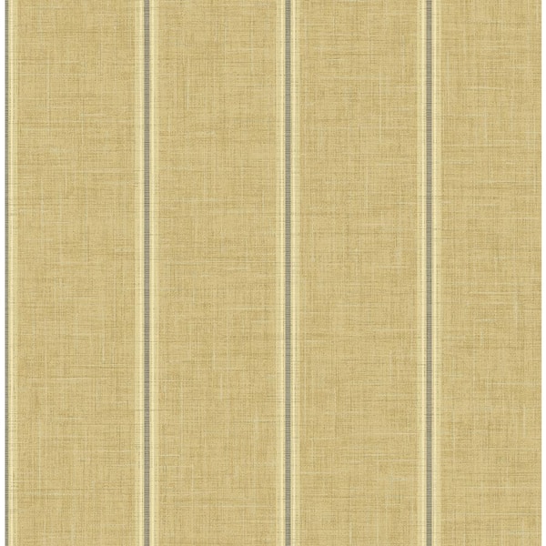 Seabrook Designs 56 sq. ft. Metallic Butterscotch and Taupe Tipton Stripe Unpasted Paper Wallpaper Roll