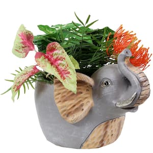Sunnydaze 8.5 in. Indoor Ceramic Planter Statue Elsie The Elephant