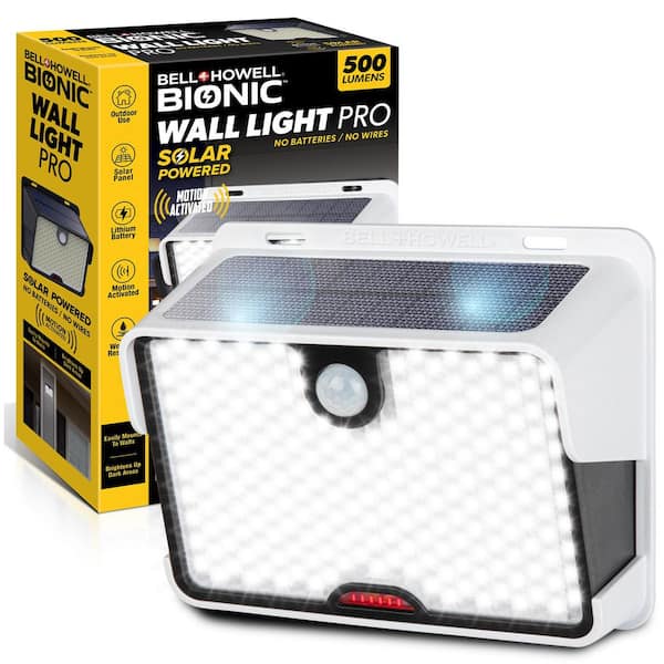 Bionic Wall Light Pro 3-Watt Equivalent Integrated LED White 500 Lumen Solar Motion Activated Wall Pack Light, 6500K