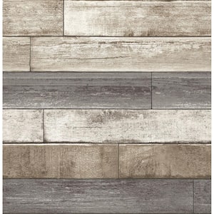 Porter Brown Weathered Plank Paper Strippable Wallpaper (Covers 56.4 sq. ft.)