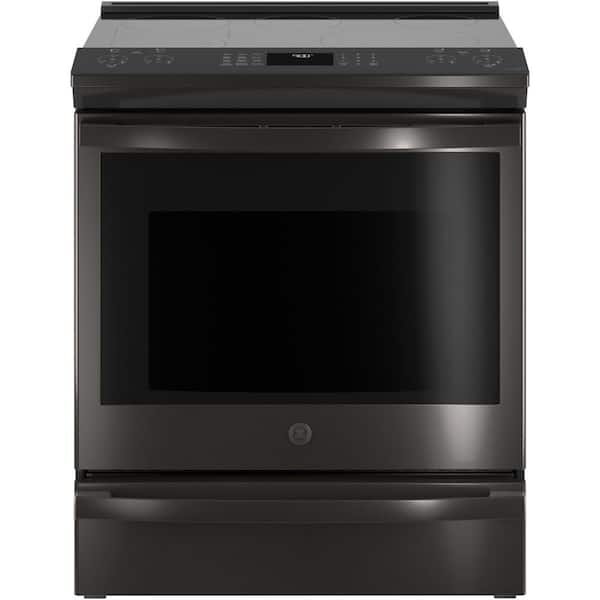 GE Profile 30 in. 5 Burner Element Smart Slide-In Electric Range in Black Stainless with True Convection and Air Fry