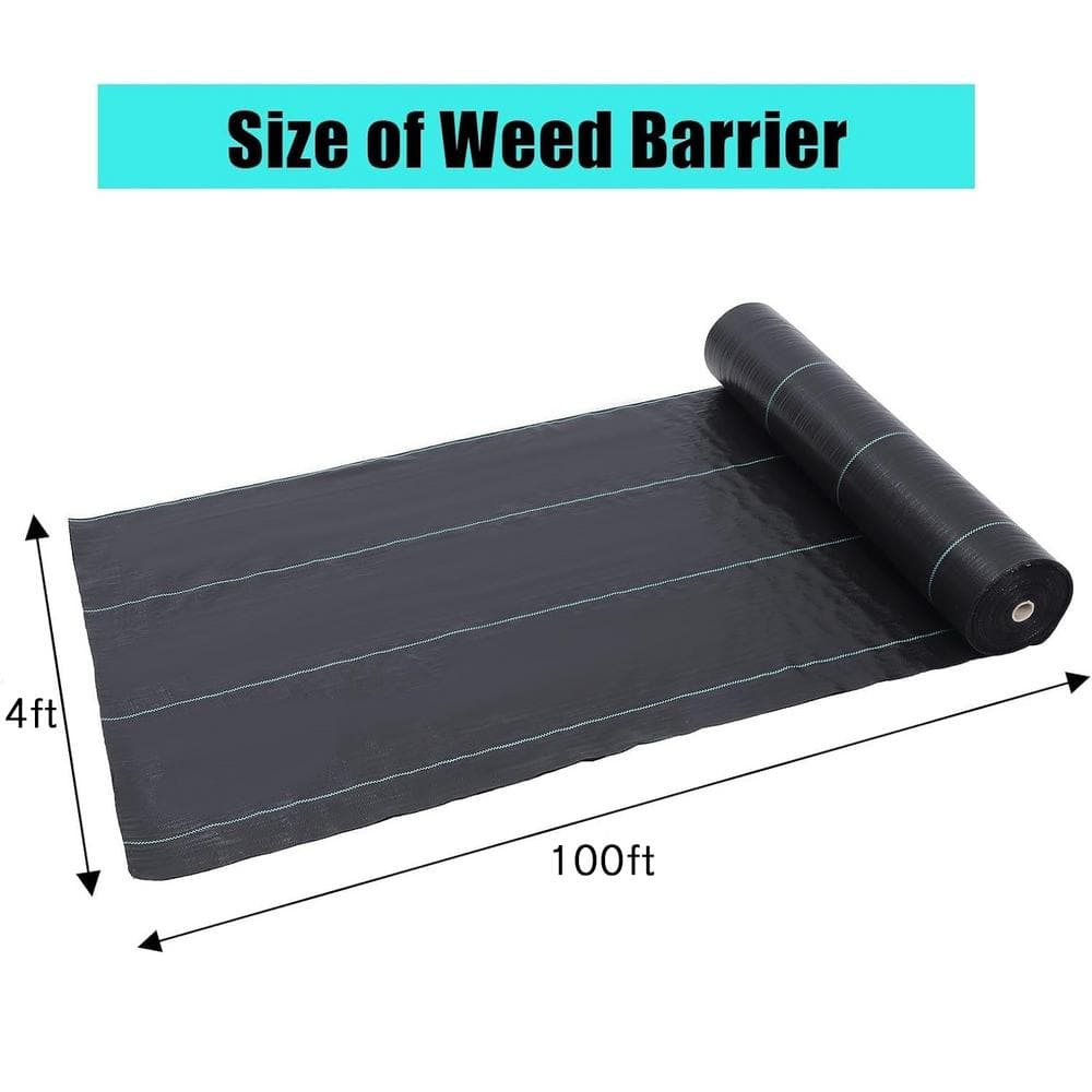 4ft x 100ft Black Heavy Duty Weed Barrier Landscape Fabric