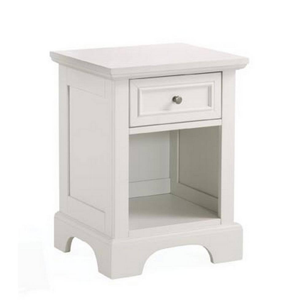 Naples White Mahogany Nightstand with Open Storage Space