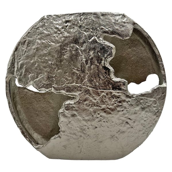 castellousa 15 in. Decorative Aluminum Earth Vase in Silver