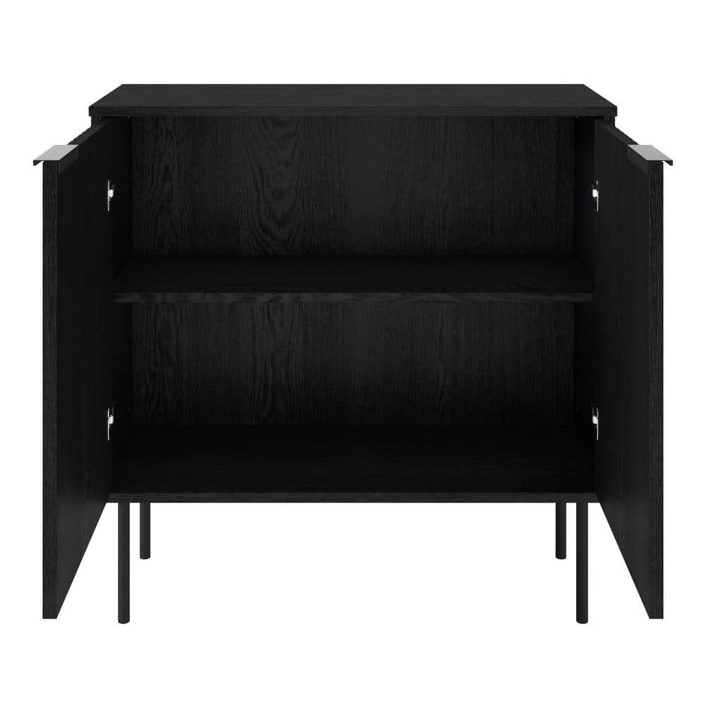 Lysander Black MDF Fluted Door Storage Bar Cabinet