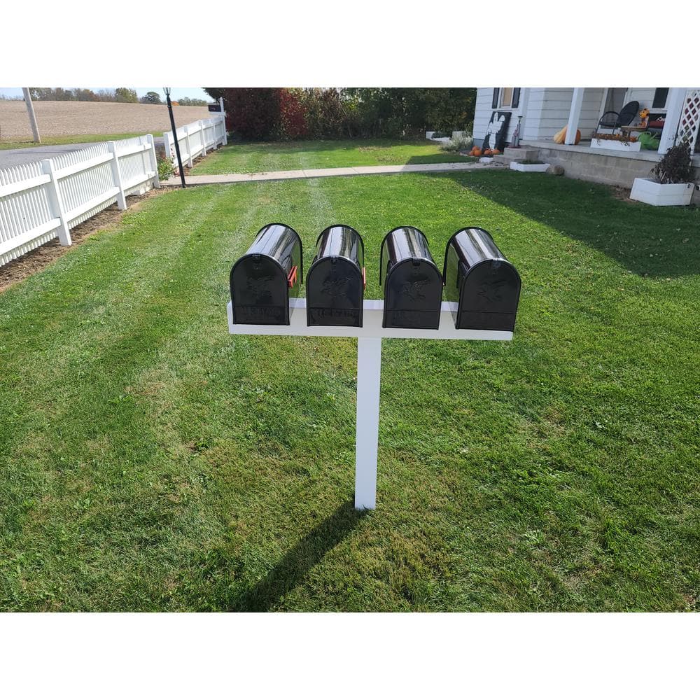 White Vinyl Mailbox Post Sleeve for Four Mailboxes