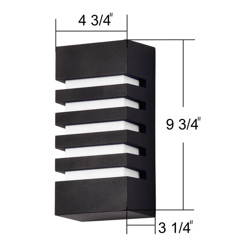 Sleek 9.75" Black LED Outdoor Wall Lantern with Dimmable Light