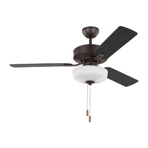 Linden 48 in. Transitional Indoor Bronze Ceiling Fan with Bronze/American Walnut Reversible Blades and LED Light Kit