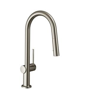 Talis N Single-Handle Pull-Down Sprayer Kitchen Faucet with QuickClean in Steel Optic