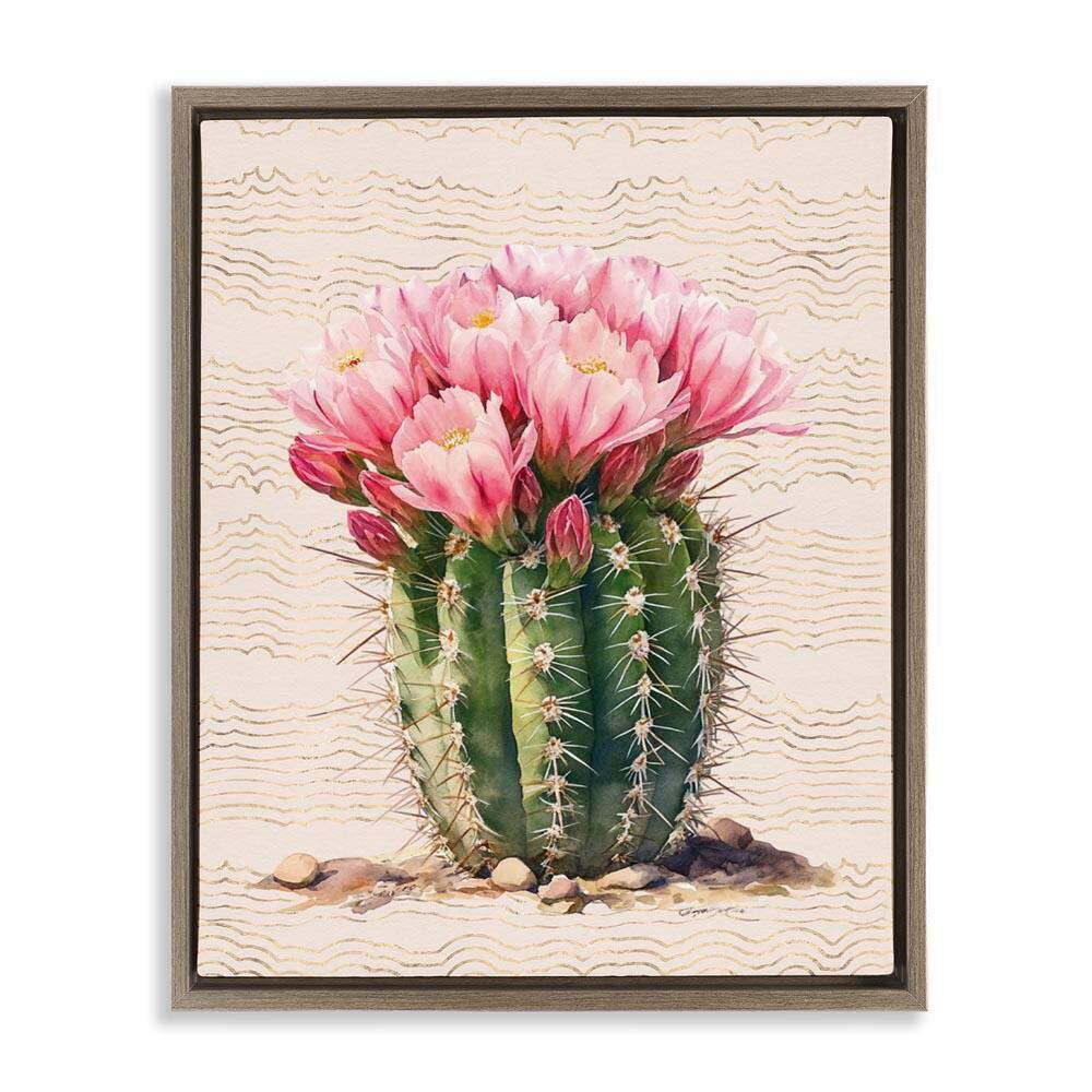 Blooming Floral Cactus by Lettered and Lined Brown Floater Frame Nature Graphic Art Print 21 in. x 17 in. price history on PriceWatchPro