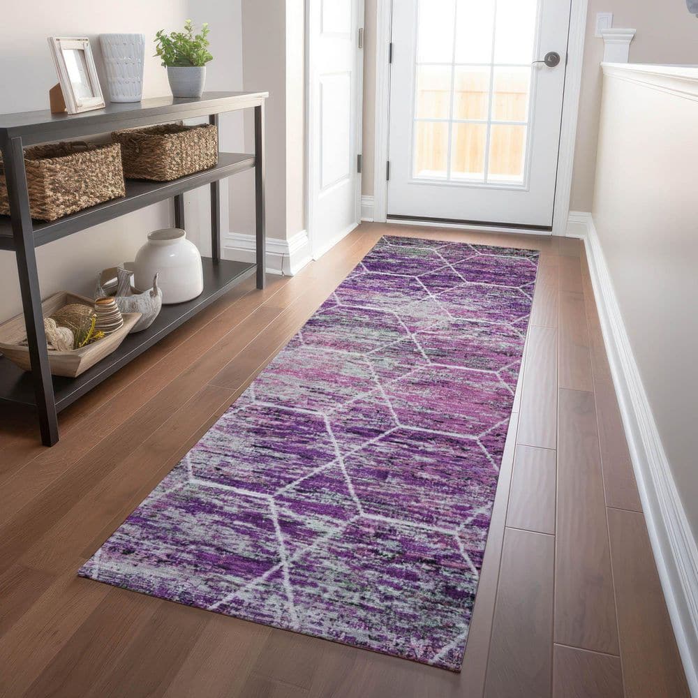 Chantille Machine Washable Indoor/Outdoor Abstract ACN1724 Purple 2 ft. 3 in. x 7 ft. 6 in. Runner Rug price history on PriceWatchPro