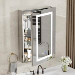 24 in. W x 30 in. H Rectangular Aluminum Light Medicine Cabinet with Mirror, Defogging and Memory Function, Right Swing