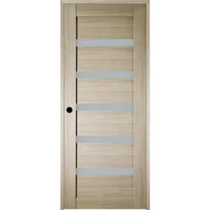 18 in. x 84 in. Leora Right-Hand Solid Core 6-Lite Frosted Glass Shambor Wood Composite Single Prehung Interior Door