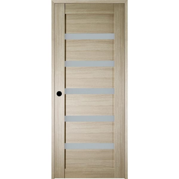 Belldinni 18 in. x 84 in. Leora Right-Hand Solid Core 6-Lite Frosted Glass Shambor Wood Composite Single Prehung Interior Door