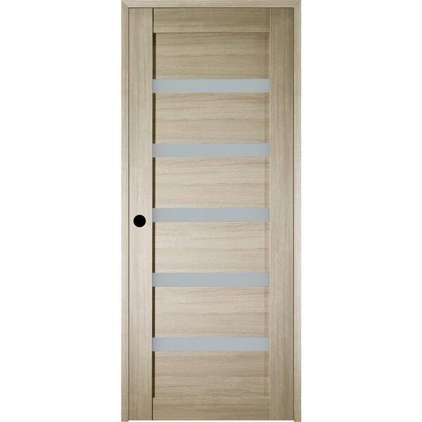 Belldinni 28 in. x 84 in. Leora Right-Hand Solid Core 6-Lite Frosted Glass Shambor Wood Composite Single Prehung Interior Door