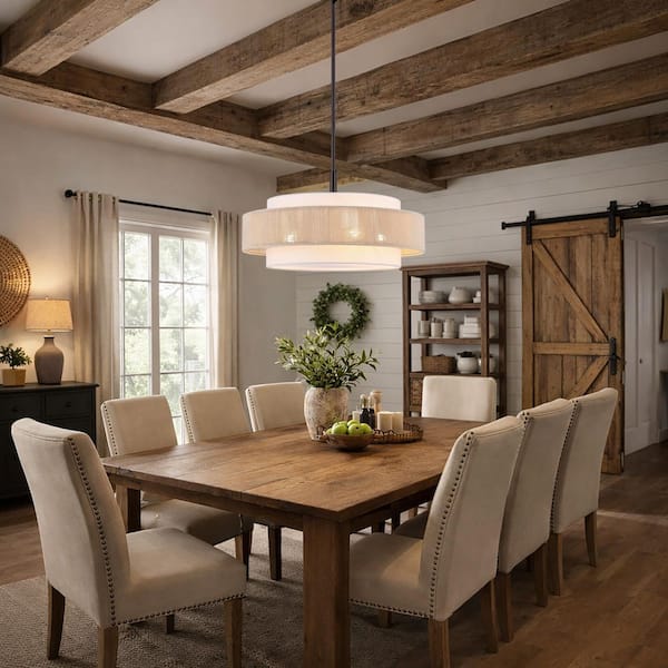 MLiAN 5-Light Oil Rubbed Bronze Double Shaded Drum Chandelier with