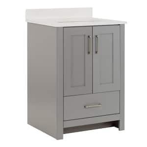 Westcourt 25 in. W x 22 in. D x 39 in. H Single Sink  Bath Vanity in Sterling Gray with Pulsar Cultured Marble Top