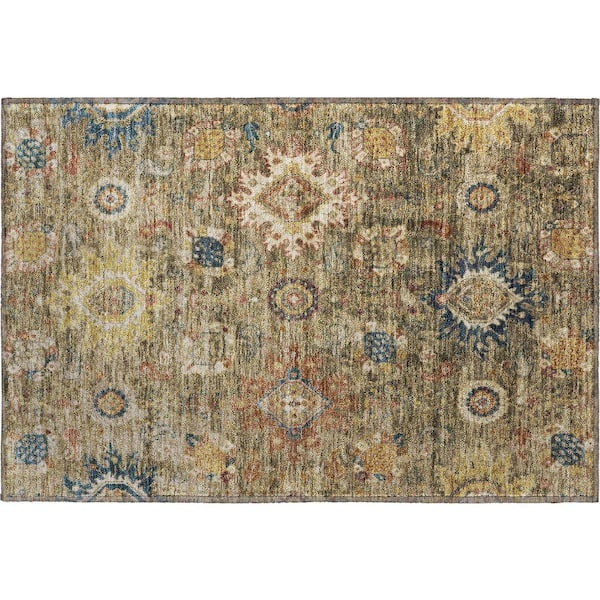 Mayfield Premium Machine Washable Abstract AMF1927 Brown 2 ft. x 3 ft. Accent Rug