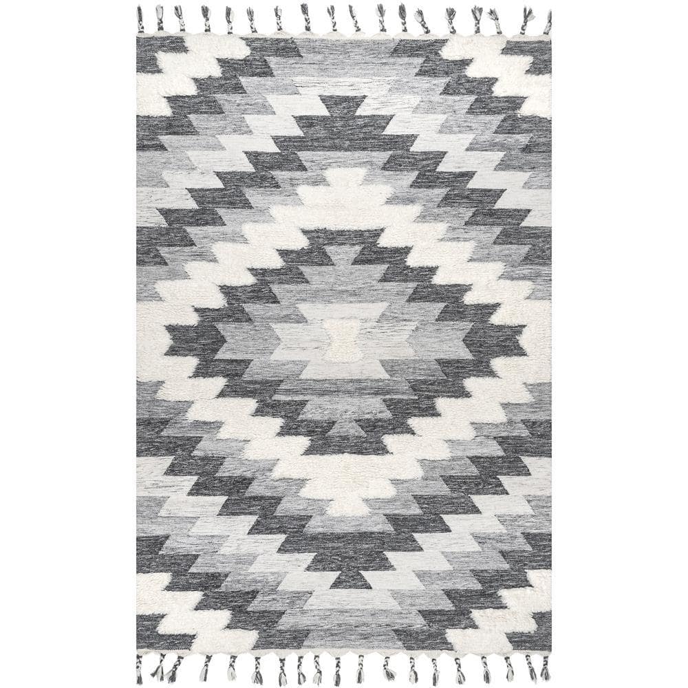 Camira Gray Dotted Tassel Rug - Clearance
