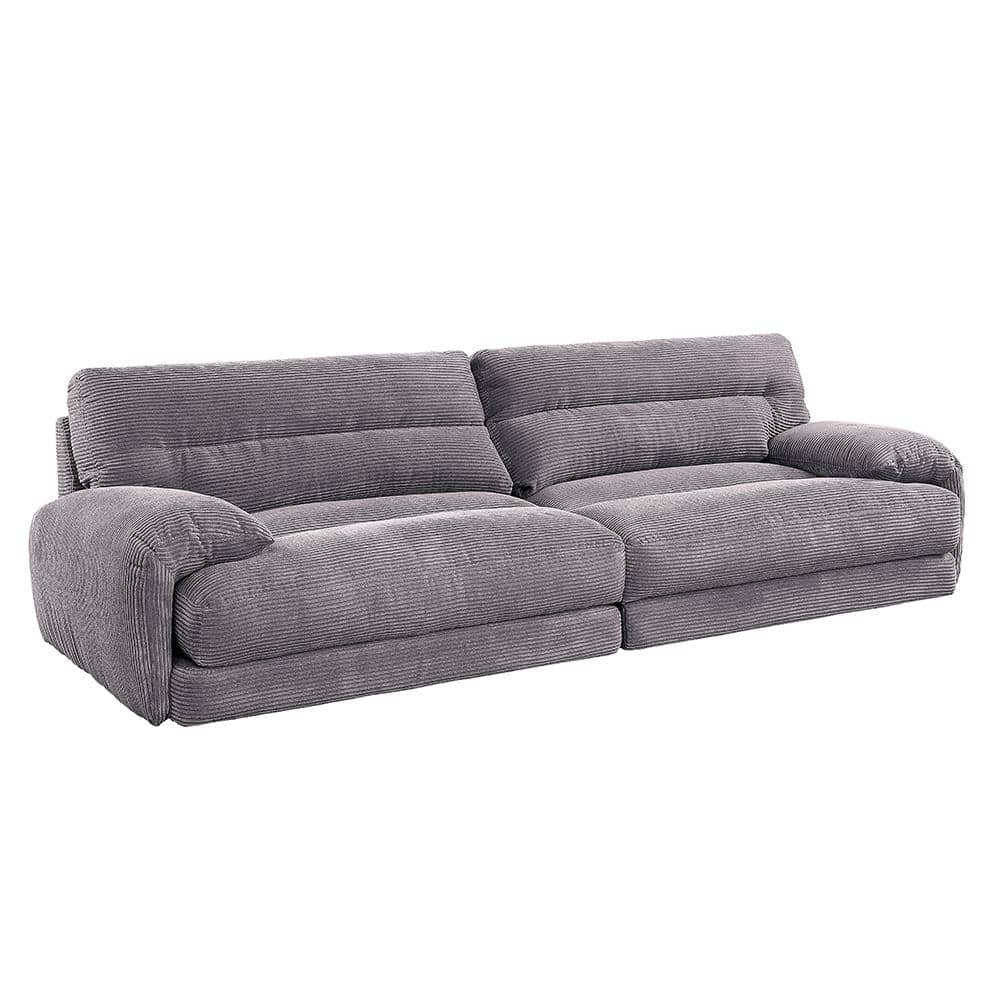 Gray Microfiber Two-Piece Tufted Loveseat with Rolled Arms