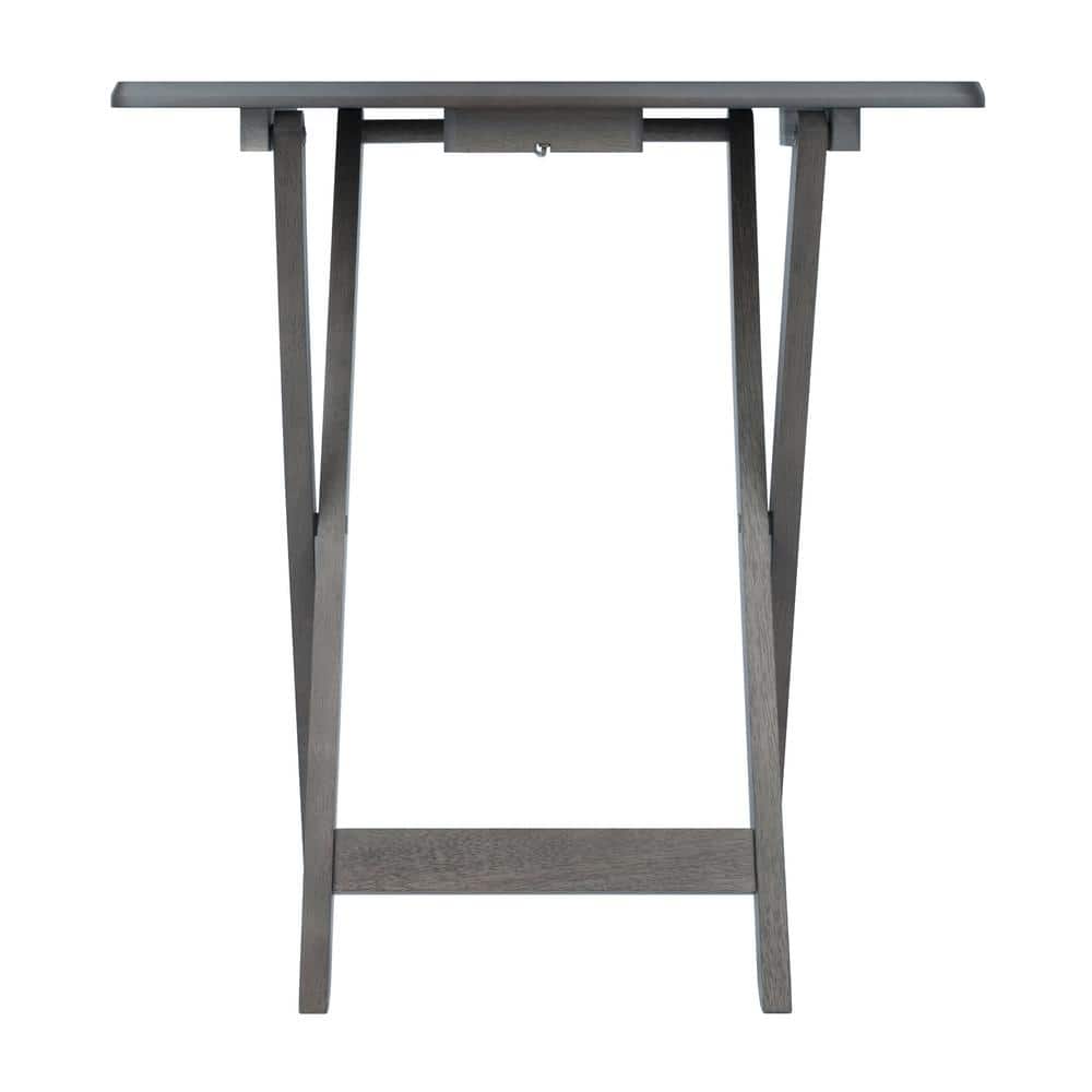 Oyster Gray 5-Piece Transitional Snack Table Set with Storage Stand
