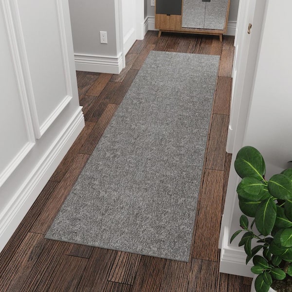 Oscar Collection Non-Slip Rubberback Modern Solid Design 2x5 Indoor Runner Rug, 1 ft. 8 in. x 4 ft. 11 in., Gray
